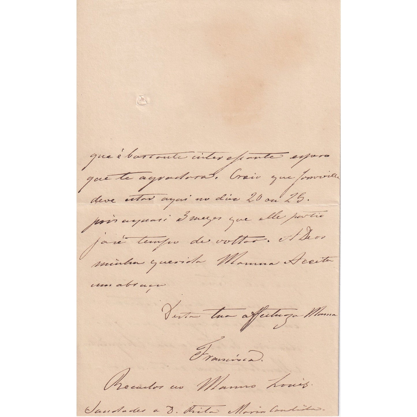 Carta de Francisca para Januária (1844) Cartas Com certificado de autenticidade e garantia 