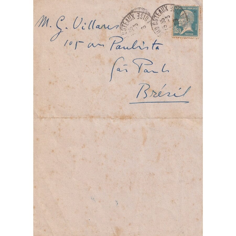 Carta manuscrita de Alberto Santos Dumont (1928) Cartas Com certificado de autenticidade e garantia 