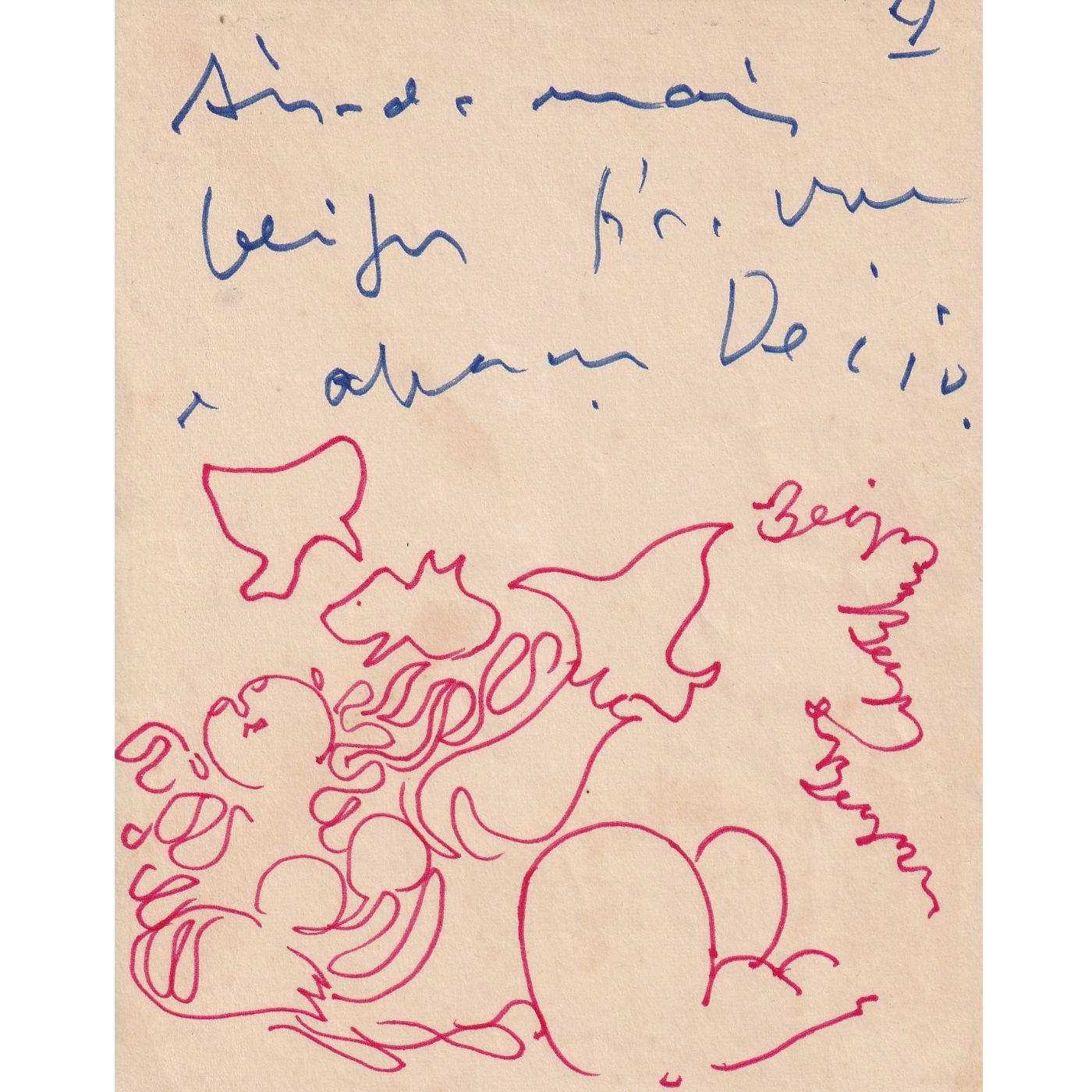 Carta manuscrita de Milton da Costa (1965) Desenhos Com certificado de autenticidade e garantia 