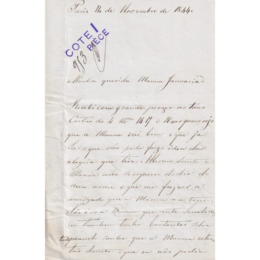 Carta manuscrita de Francisca para Januária (1844) Cartas Com certificado de autenticidade e garantia 