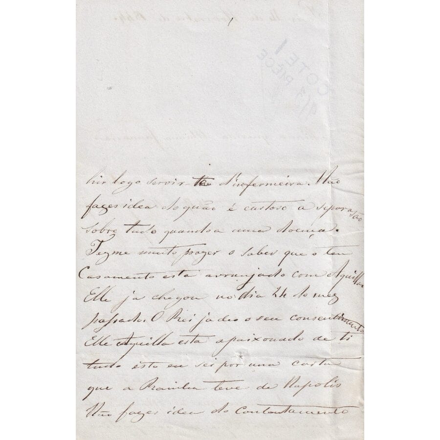 Carta manuscrita de Francisca para Januária (1844) Cartas Com certificado de autenticidade e garantia 
