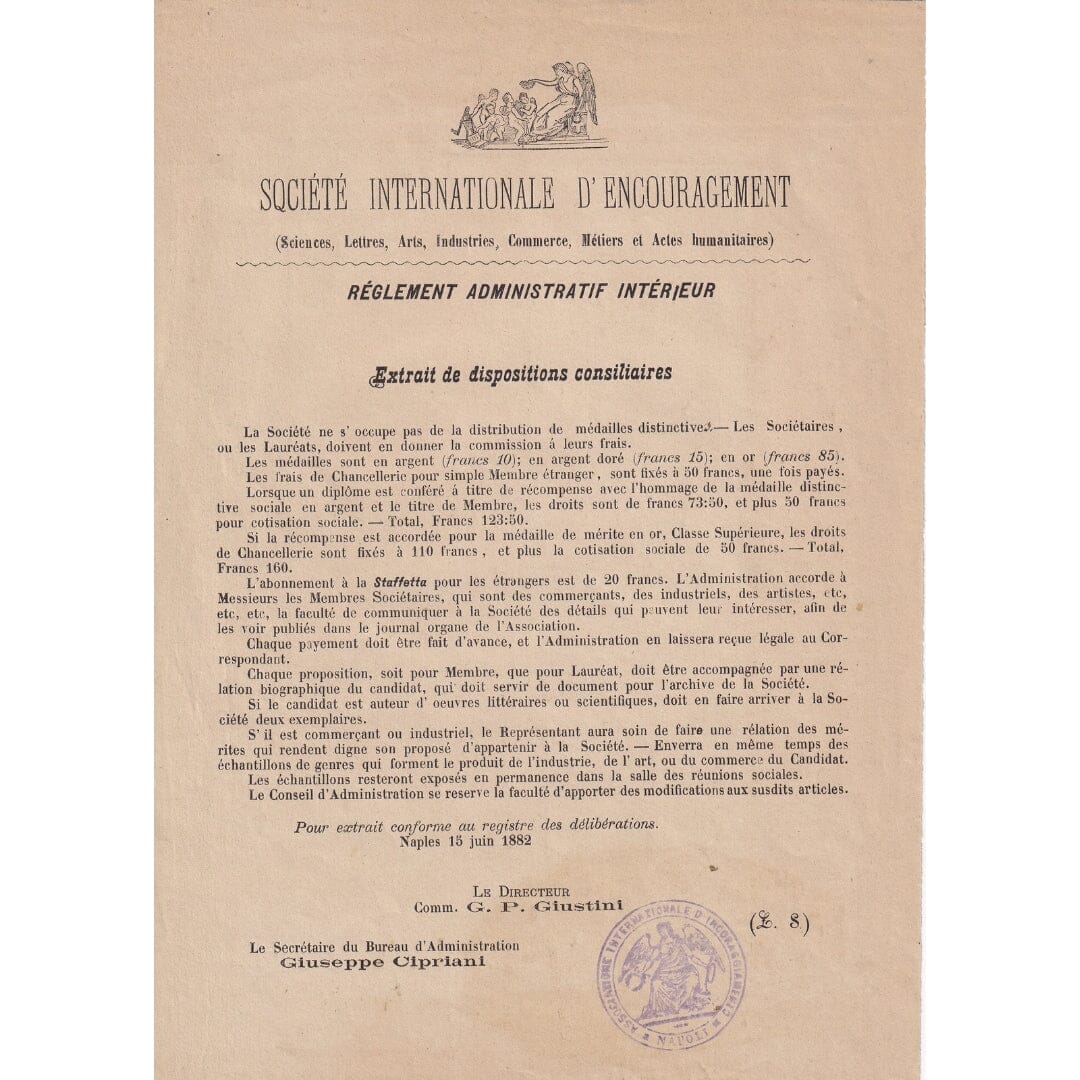 Carta de homenagem italiana à Princesa Isabel pela Lei Áurea (1888) Cartas Com certificado de autenticidade e garantia 