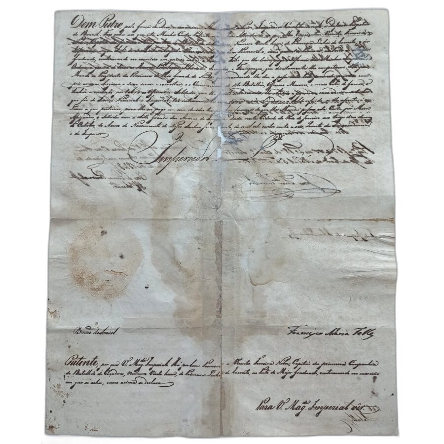 Documento oficial assinado por Dom Pedro I (1828) Cartas Com certificado de autenticidade e garantia 