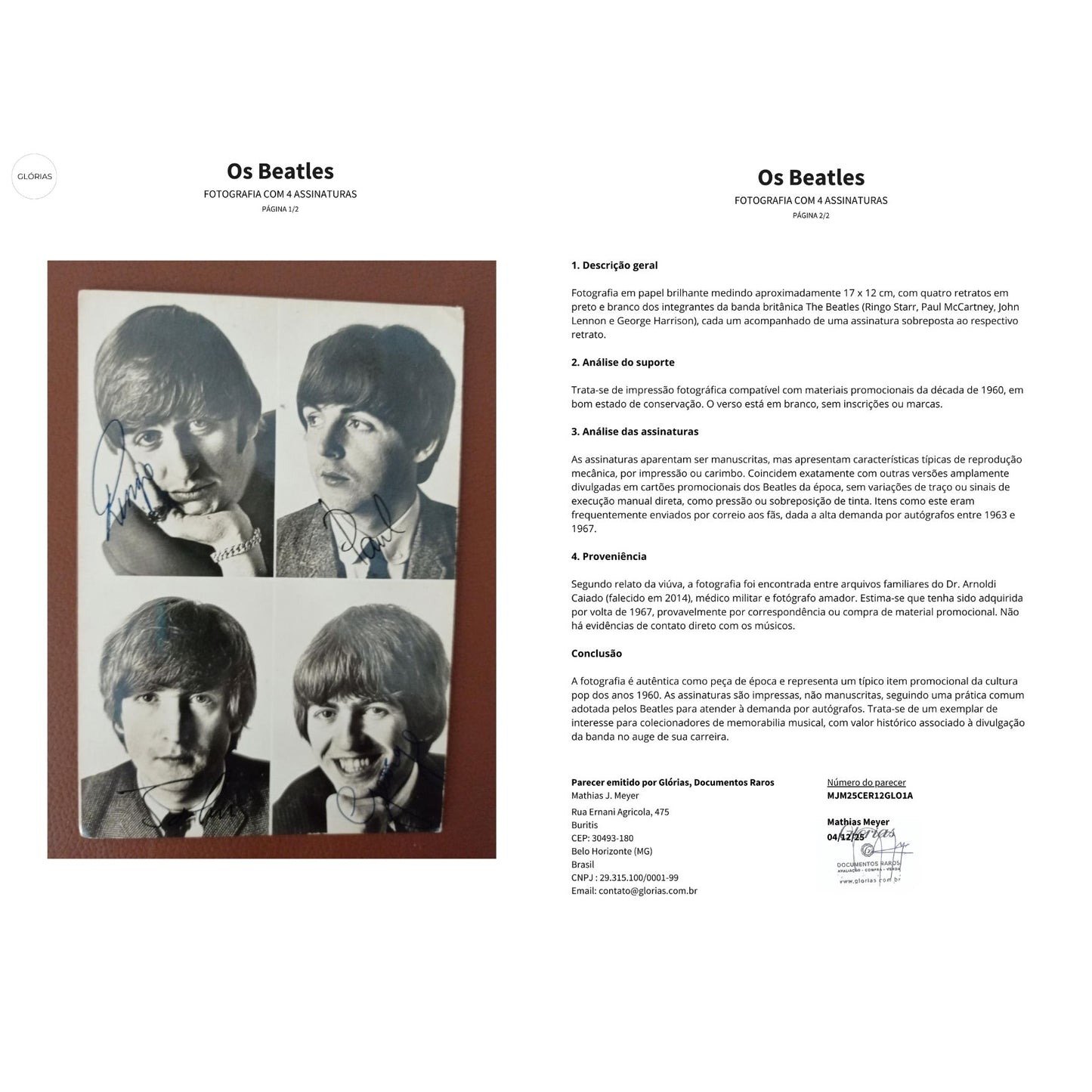 Parecer de Orientação e Autenticidade Com certificado de autenticidade e garantia 