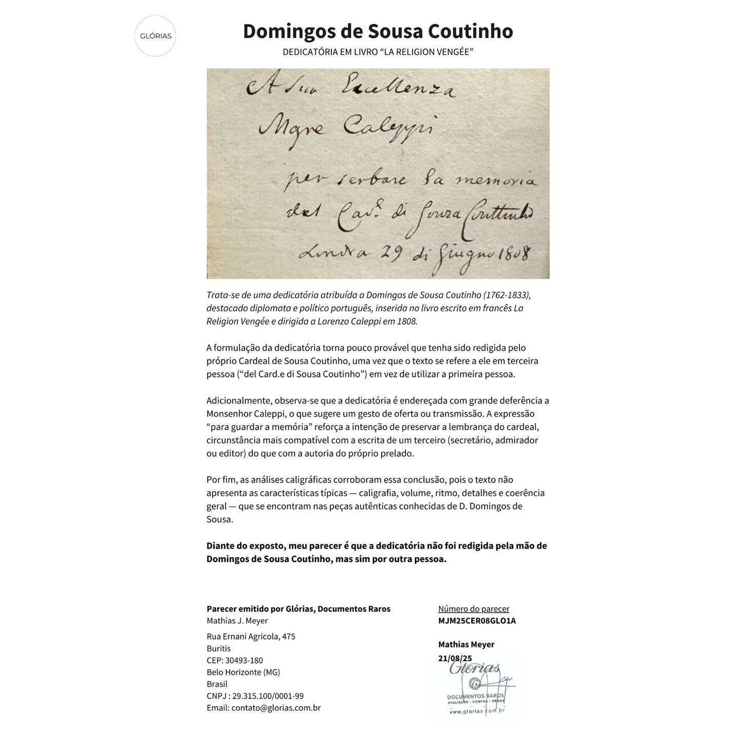 Parecer de Orientação e Autenticidade Com certificado de autenticidade e garantia 