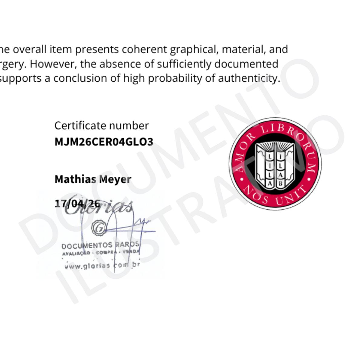 Certificação profissional de itens assinados Com certificado de autenticidade e garantia 