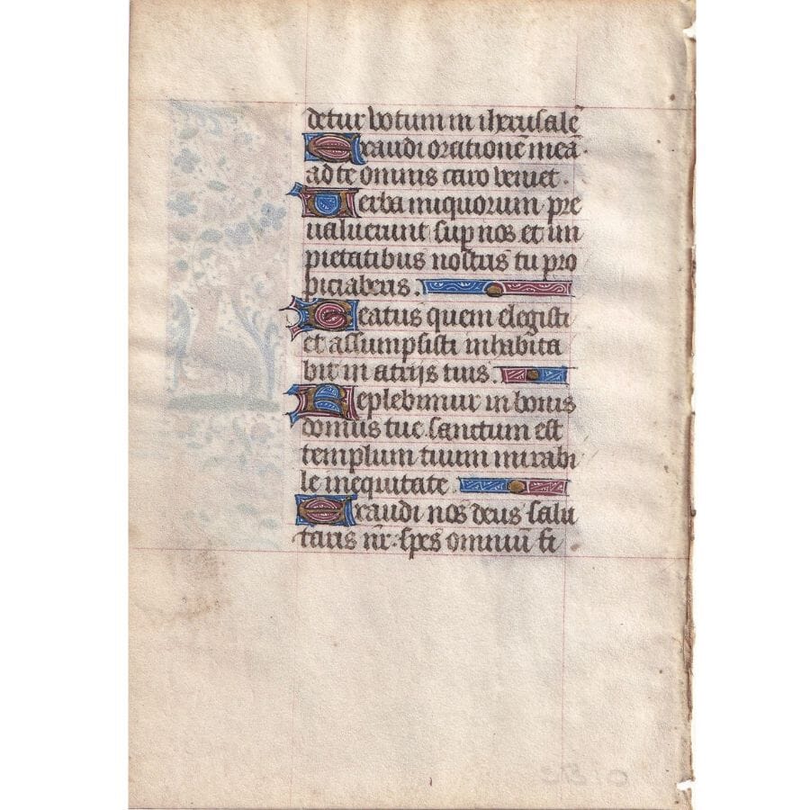 Folha de um livro de horas (século XV) Autógrafos e dedicatórias Com certificado de autenticidade e garantia 