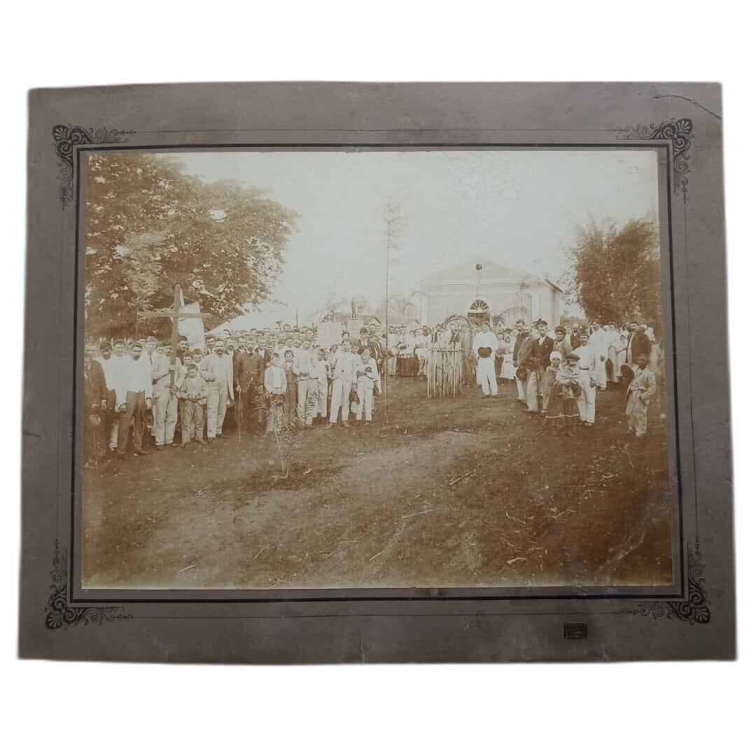 Grande fotografia da fazenda Santa Thereza com imigrantes italianos (1890-1910) Fotografias Com certificado de autenticidade e garantia 