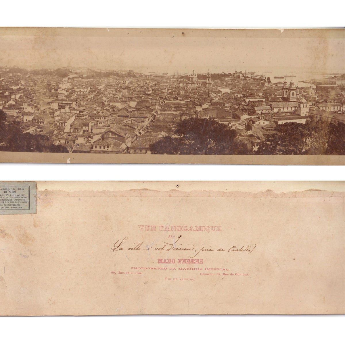 Fotografia panorâmica do Rio de Jeneiro, pelo fotógrafo Marc Ferrez (1900s) Fotografias Com certificado de autenticidade e garantia 