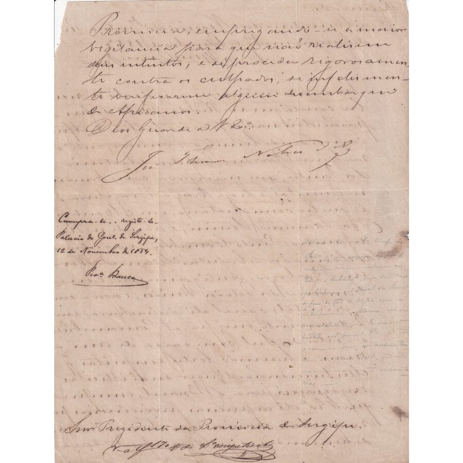 Carta manuscrita do pai de Joaquim Nabuco (1857) Cartas Com certificado de autenticidade e garantia 