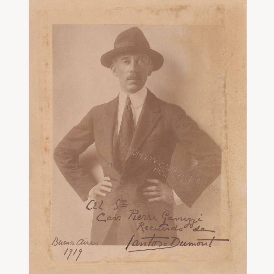 Grande retrato autografado de Alberto Santos-Dumont (1919) Autógrafos e dedicatórias Com certificado de autenticidade e garantia 