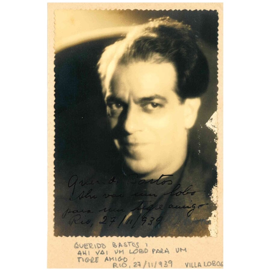 Retrato autografado de Heitor Villa-Lobos (1939) Fotografias Com certificado de autenticidade e garantia 