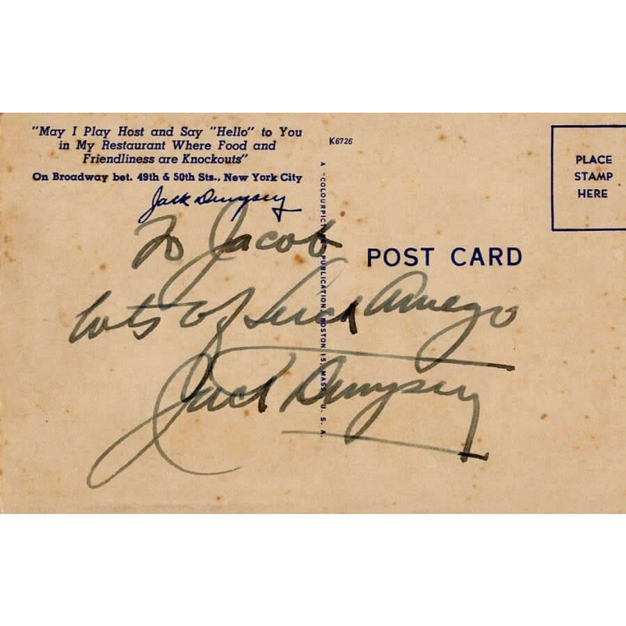 Autógrafo de Jack Dempsey Autógrafos e dedicatórias Com certificado de autenticidade e garantia 