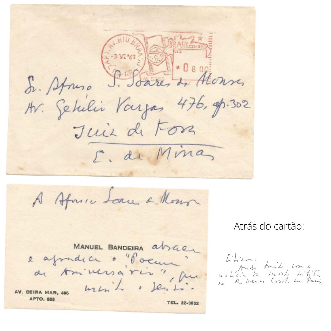 Autógrafos de Cecília Meireles e Manuel Bandeira (1963) Autógrafos e dedicatórias Com certificado de autenticidade e garantia 