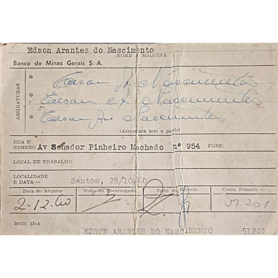 Três assinaturas de Pelé (1960) Autógrafos e dedicatórias Com certificado de autenticidade e garantia 