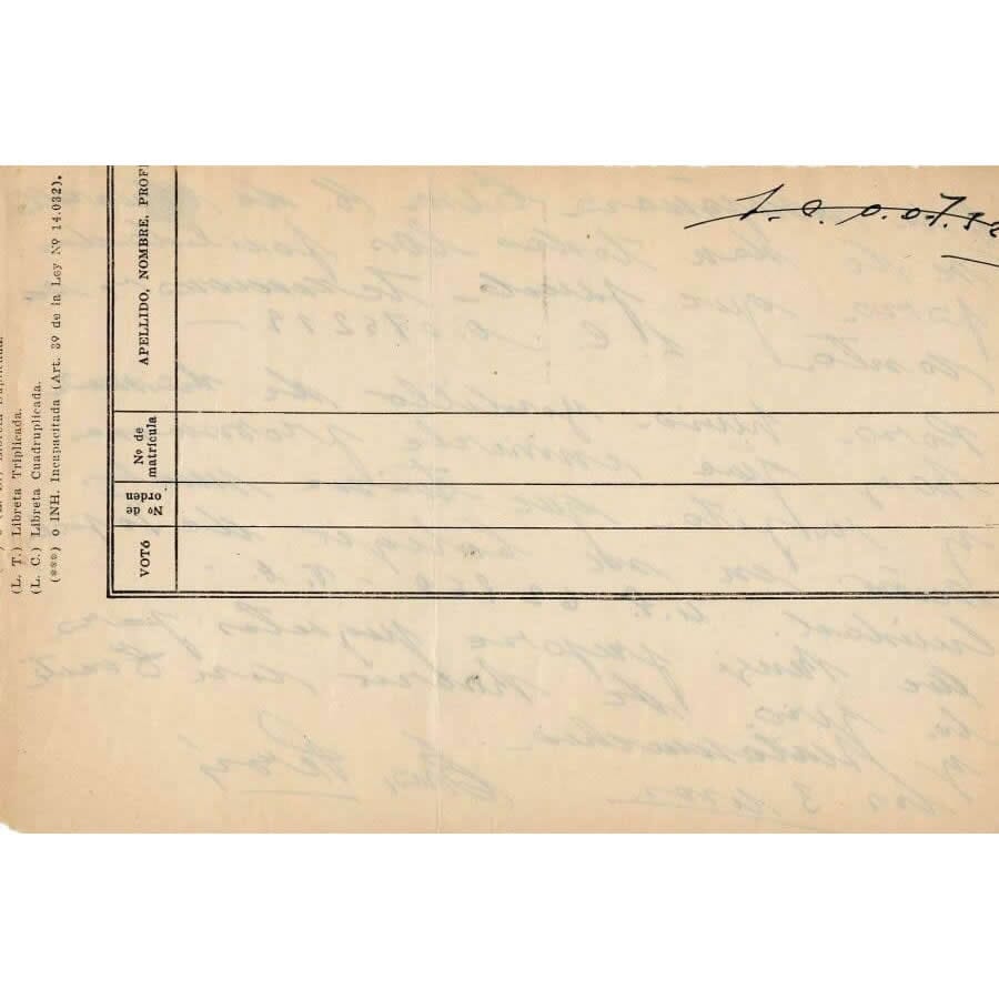 Bilhete manuscrito de Eva Perón (anos 1950) Bilhetes Com certificado de autenticidade e garantia 
