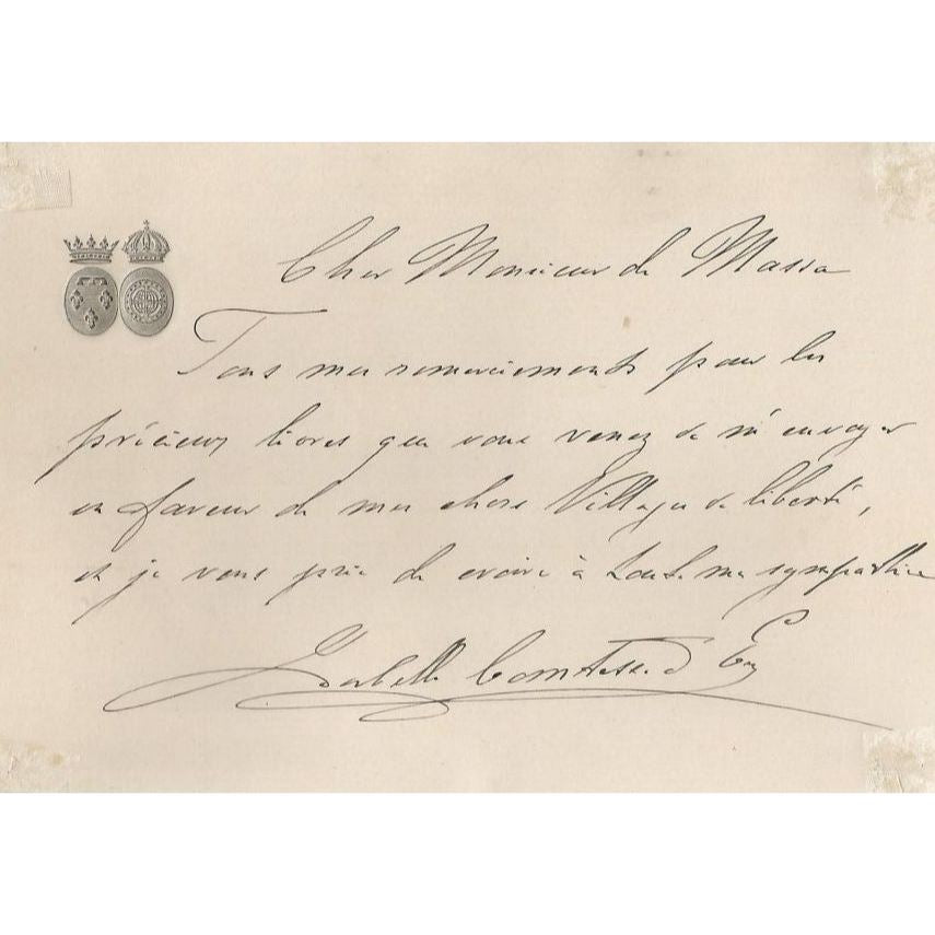 Bilhete manuscrito da Princesa Isabel Cartas Com certificado de autenticidade e garantia 