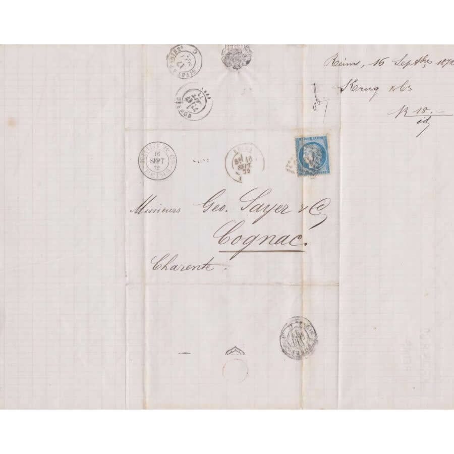 Carta antiga da casa de Champagne Krug (1872) Cartas Com certificado de autenticidade e garantia 