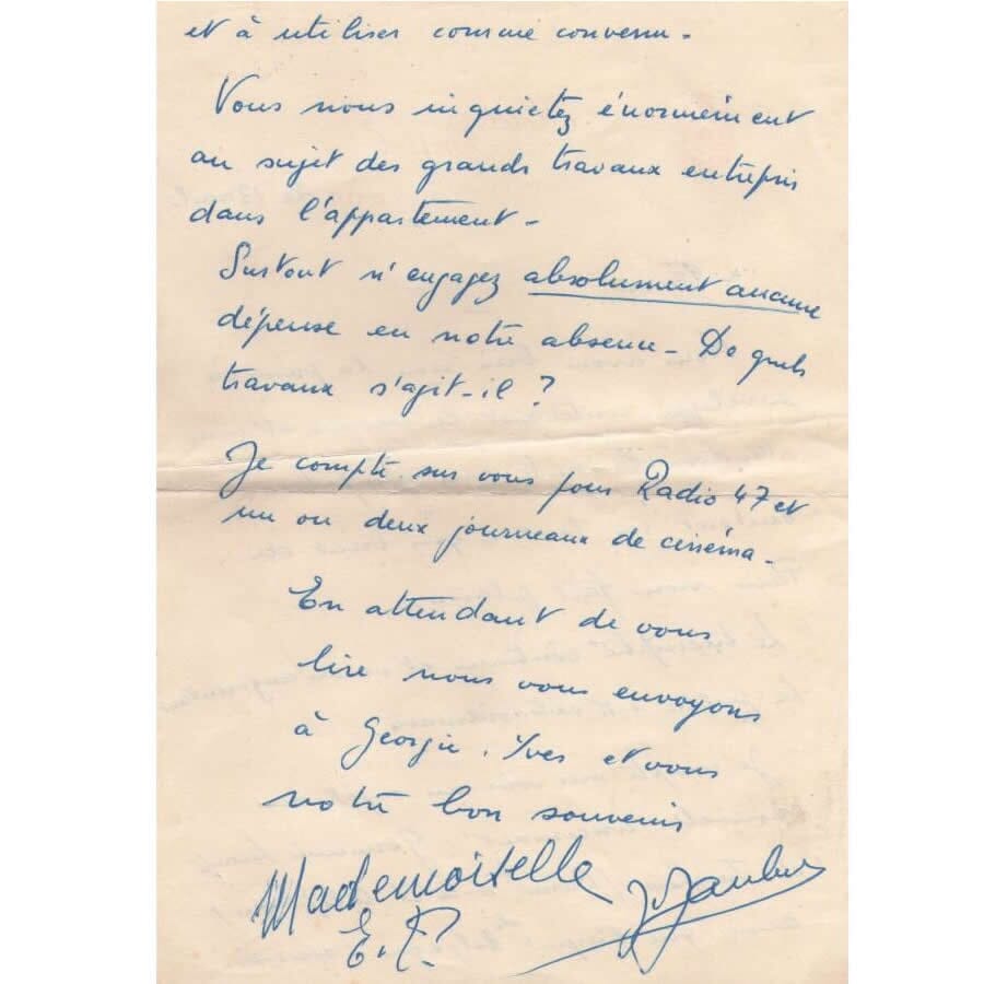 Carta assinada por Edith Piaf em Oslo Cartas Com certificado de autenticidade e garantia 
