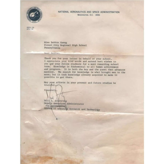 Carta assinada por Neil Armstrong Cartas Com certificado de autenticidade e garantia 