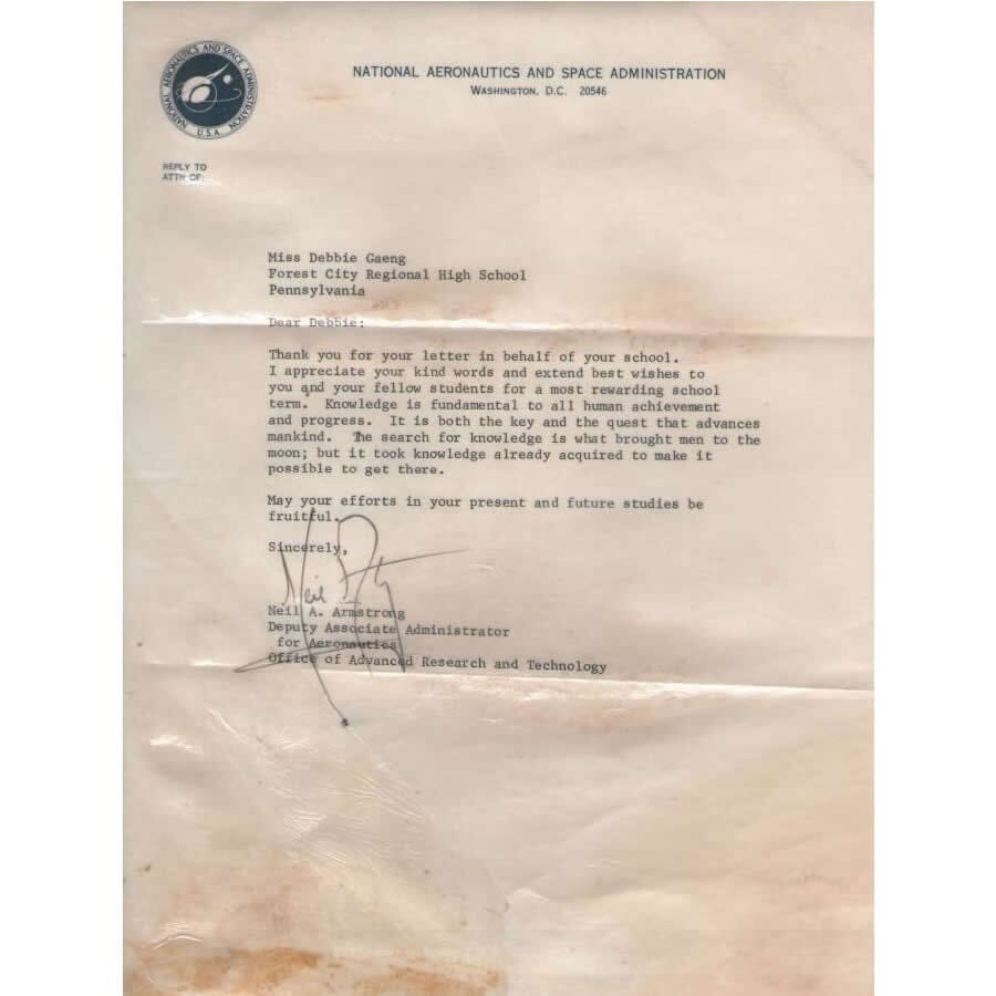 Carta assinada por Neil Armstrong Cartas Com certificado de autenticidade e garantia 