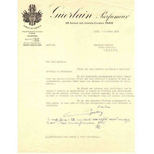 Carta de Jacques Guerlain (1935) Cartas Com certificado de autenticidade e garantia 