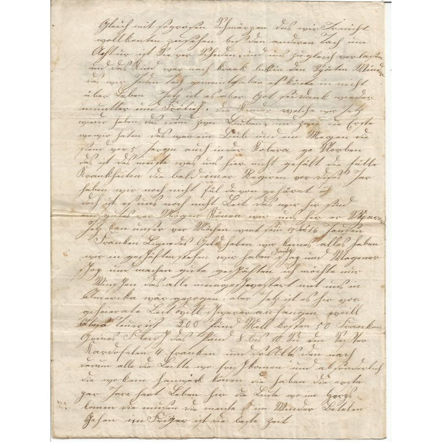 Carta manuscrita de imigrantes europeus em Chicago (1855) Cartas Com certificado de autenticidade e garantia 