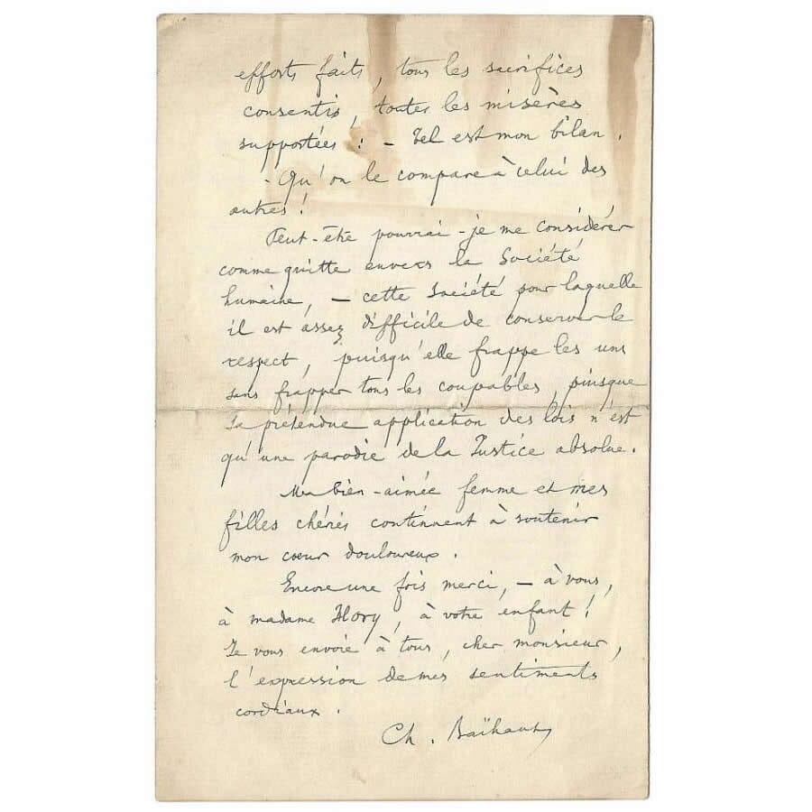 Carta histórica sobre o escândalo do Canal do Panamá (1893) Cartas Com certificado de autenticidade e garantia 
