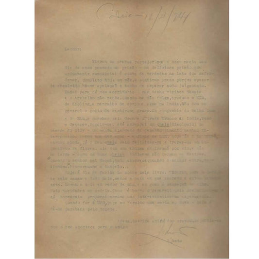 Carta histórica de Monteiro Lobato (1941) Cartas Com certificado de autenticidade e garantia 