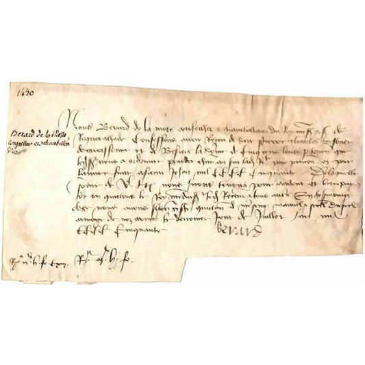 Bilhete manuscrito do ano 1450 Cartas Com certificado de autenticidade e garantia 
