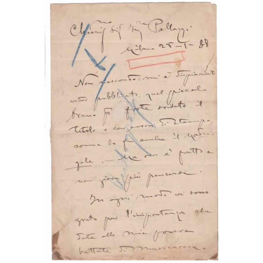 Carta manuscrita de Carlos Gomes (1888) Cartas Com certificado de autenticidade e garantia 