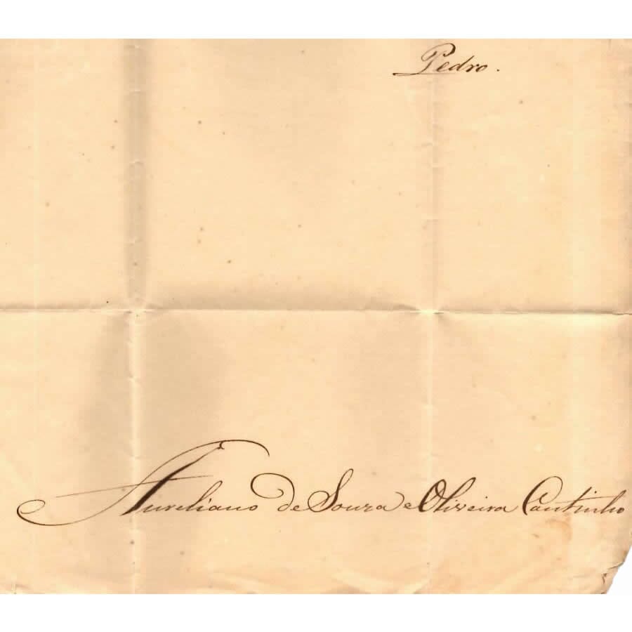 Carta manuscrita de Dom Pedro II (1840) Cartas Com certificado de autenticidade e garantia 