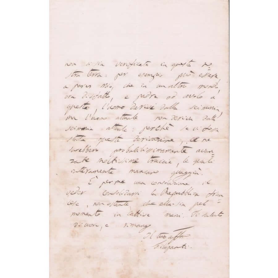 Carta manuscrita de Giuseppe Barilli (1872) Cartas Com certificado de autenticidade e garantia 
