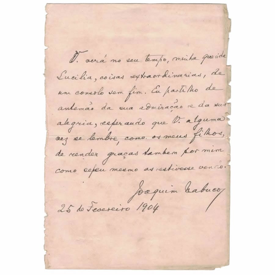 Carta manuscrita de Joaquim Nabuco Cartas Com certificado de autenticidade e garantia 
