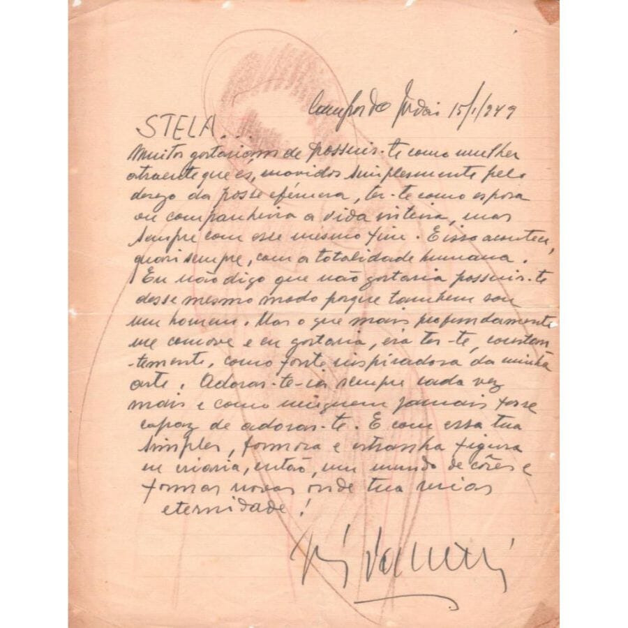 Carta manuscrita de José Pancetti (1949) Cartas Com certificado de autenticidade e garantia 