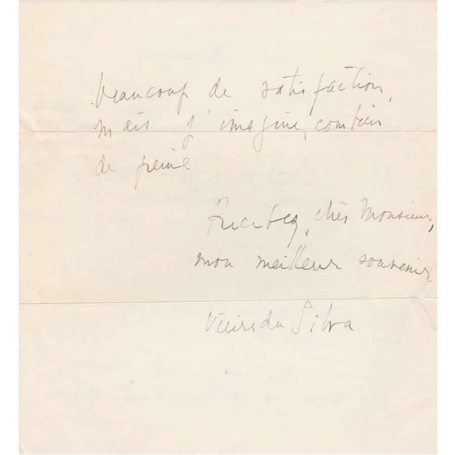 Carta manuscrita de Maria Helena Vieira da Silva Cartas Com certificado de autenticidade e garantia 