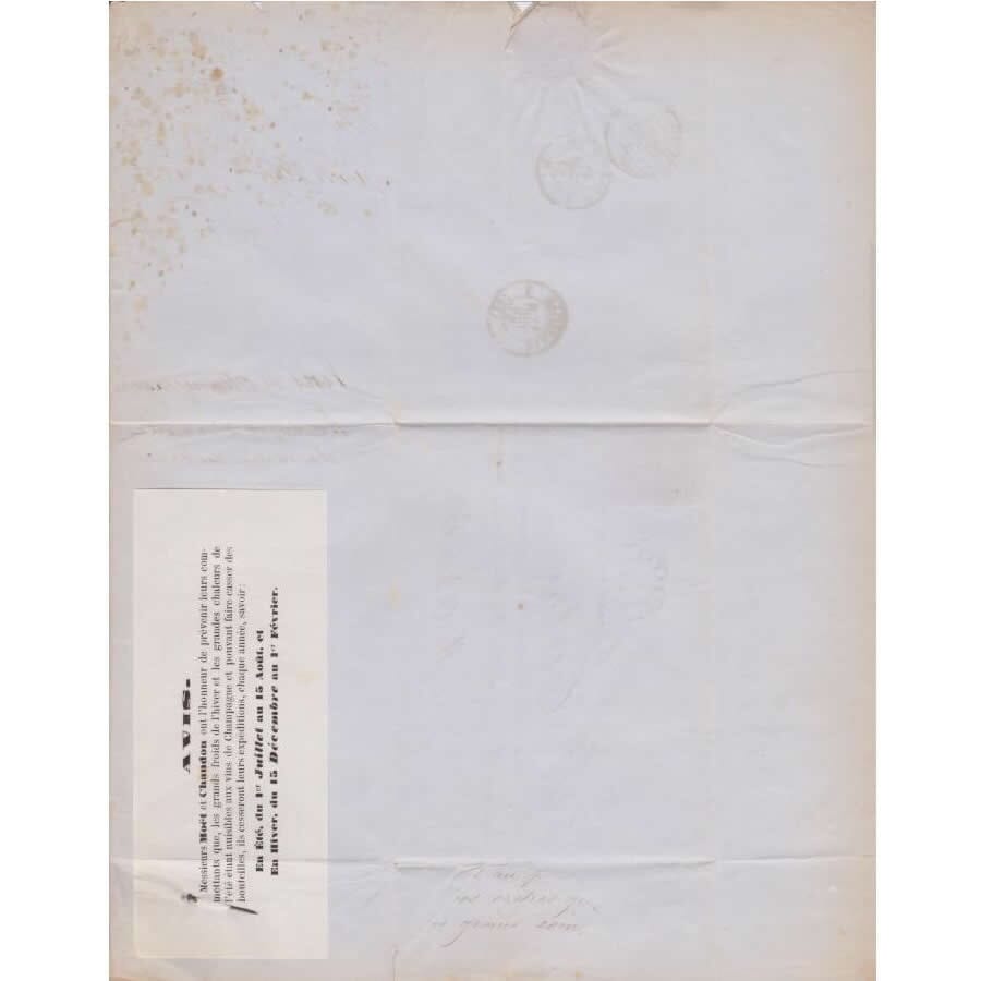Carta manuscrita da Moët e Chandon (1857) Cartas Com certificado de autenticidade e garantia 