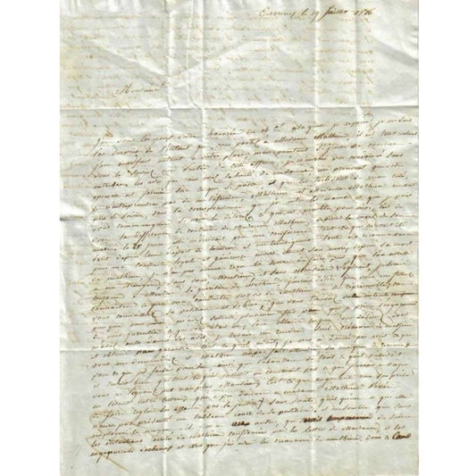 Carta manuscrita de Pierre Nicolas Perrier-Jouët (1836) Cartas Com certificado de autenticidade e garantia 