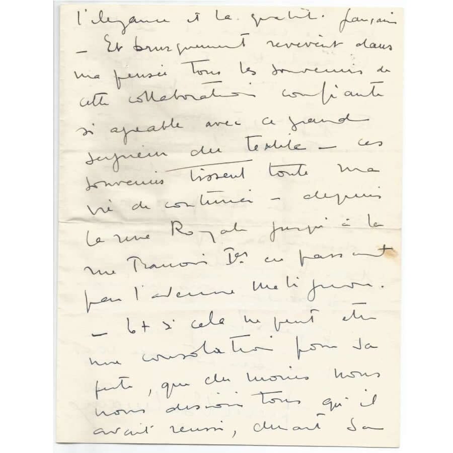 Carta manuscrita de Pierre Balmain Cartas Com certificado de autenticidade e garantia 