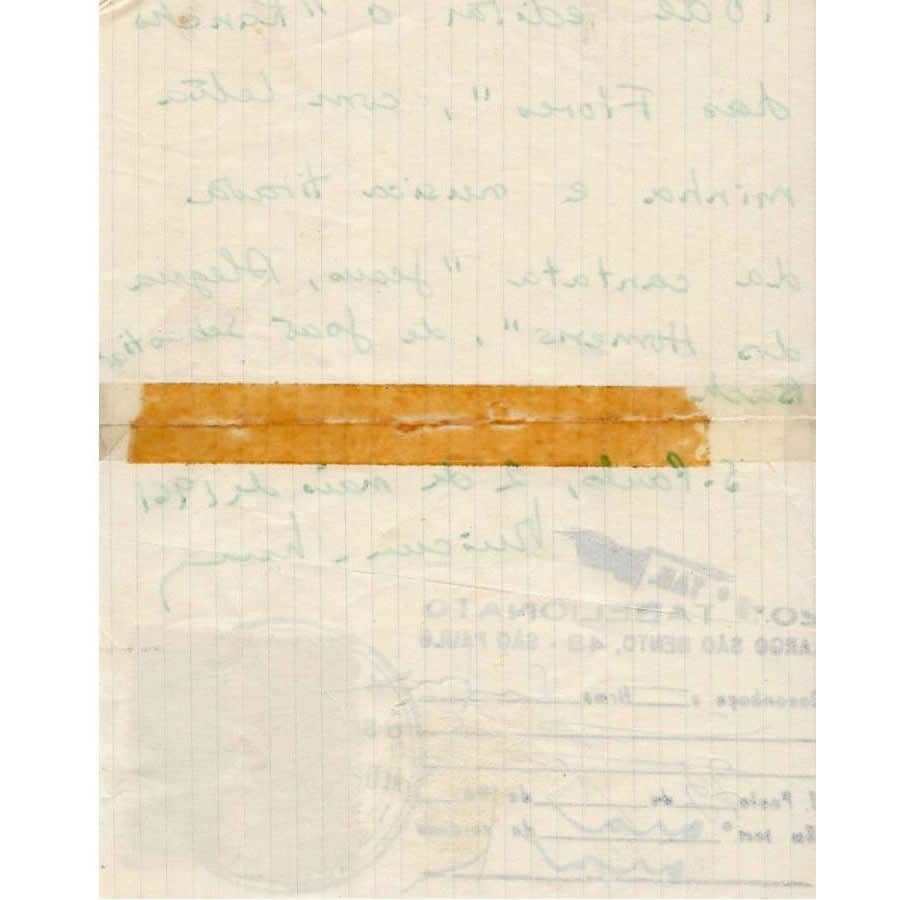 Documento autógrafo de Vinícius de Moraes (1961) Cartas Com certificado de autenticidade e garantia 