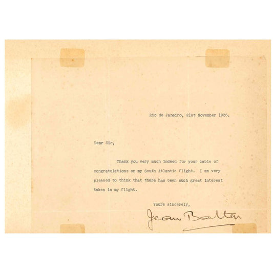Carta assinada de Jean Batten (1935) Cartas Com certificado de autenticidade e garantia 