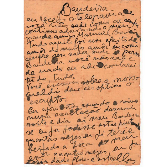 Carta manuscrita e desenho de Cícero Dias para Manuel Bandeira Cartas Com certificado de autenticidade e garantia 