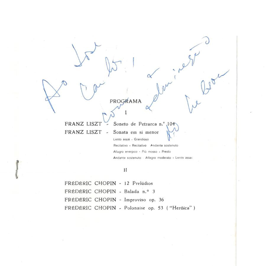 Dedicatória de Nelson Freire (1972) Autógrafos e dedicatórias Com certificado de autenticidade e garantia 