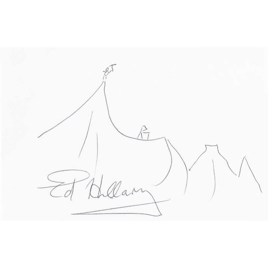 Desenho autografado por Edmund Hillary (1999) Desenhos Com certificado de autenticidade e garantia 
