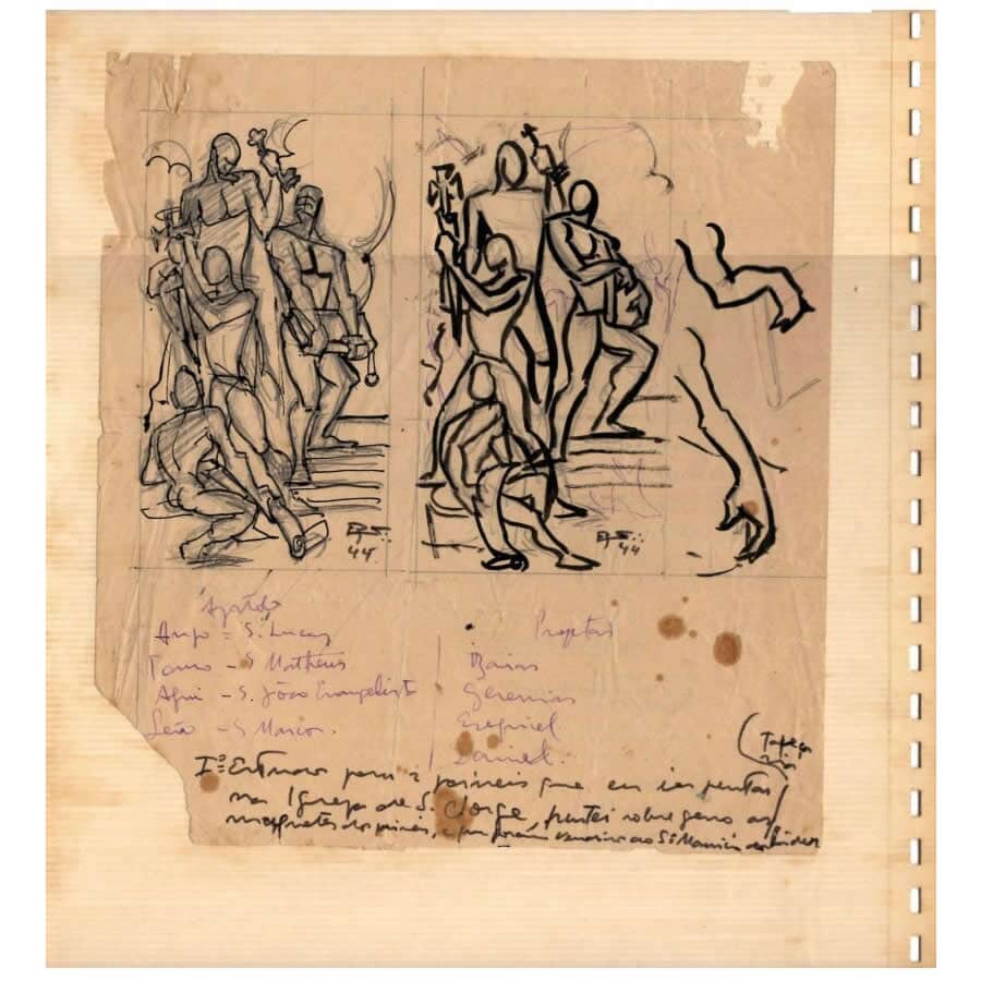 Desenhos e anotações de Eugênio de Proença Sigaud (1944) Desenhos Com certificado de autenticidade e garantia 