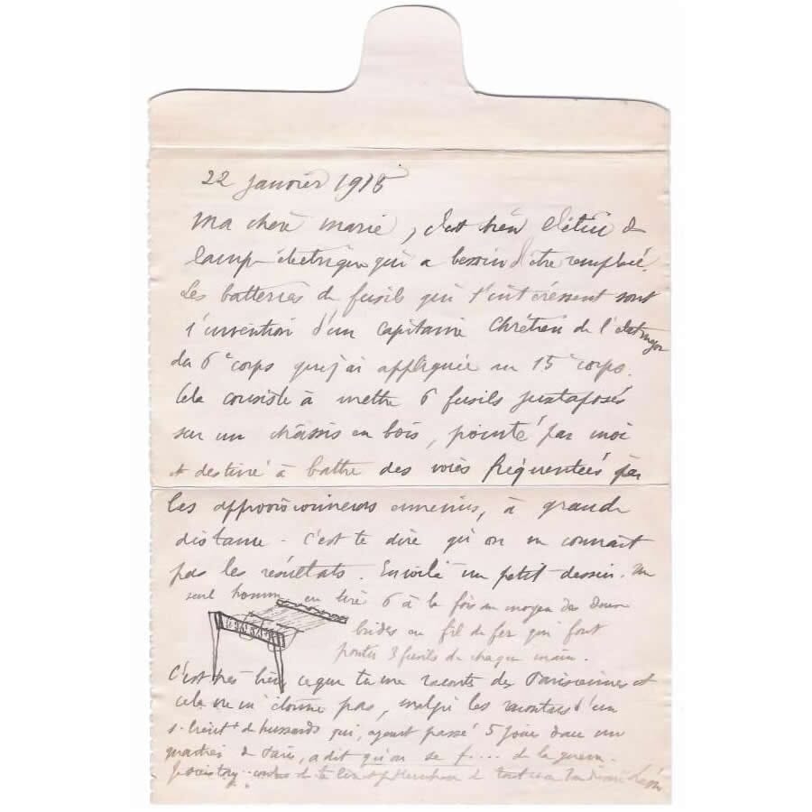 Correspondência de um soldado da Primeira Guerra Mundial Cartas Com certificado de autenticidade e garantia 