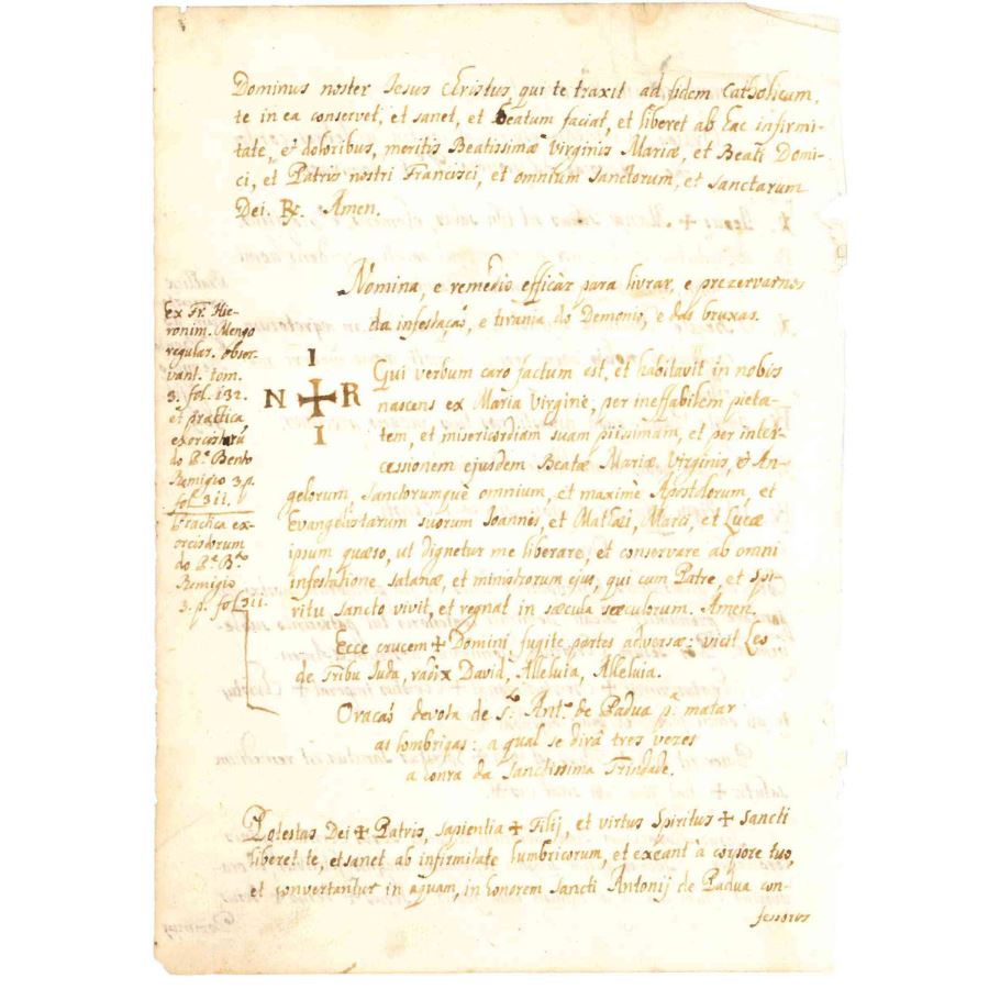 Oração de exorcismo em latim (séculos XVI ou XVII) Autógrafos e dedicatórias Com certificado de autenticidade e garantia 