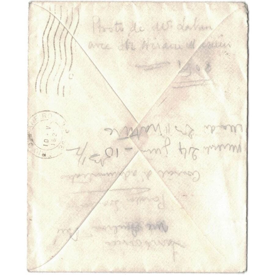 Envelope manuscrito por Alberto Santos Dumont para Paul Tissandier (1925) Cartas Com certificado de autenticidade e garantia 