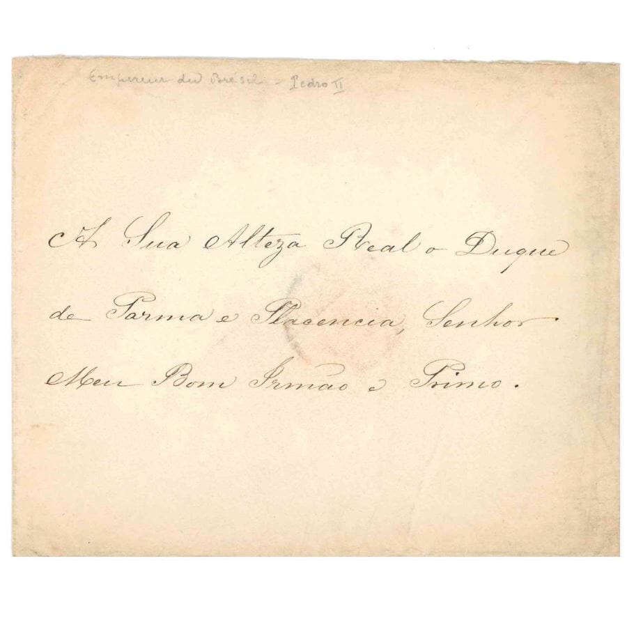 Envelope escrito por Dom Pedro II Cartas Com certificado de autenticidade e garantia 