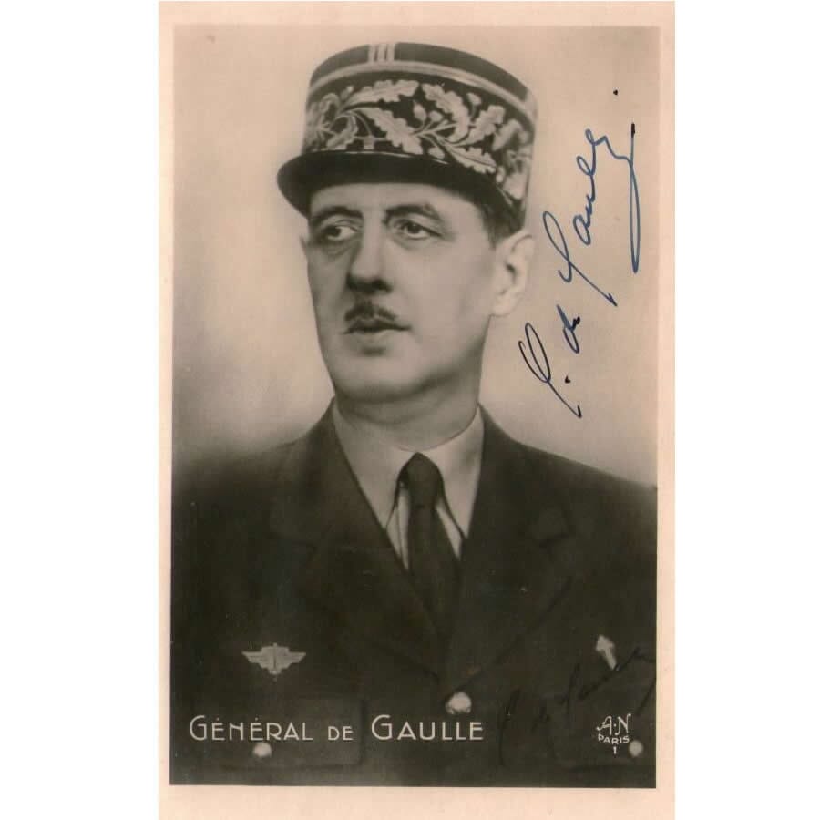 Fotografia autografada por Charles De Gaulle Autógrafos e dedicatórias Com certificado de autenticidade e garantia 